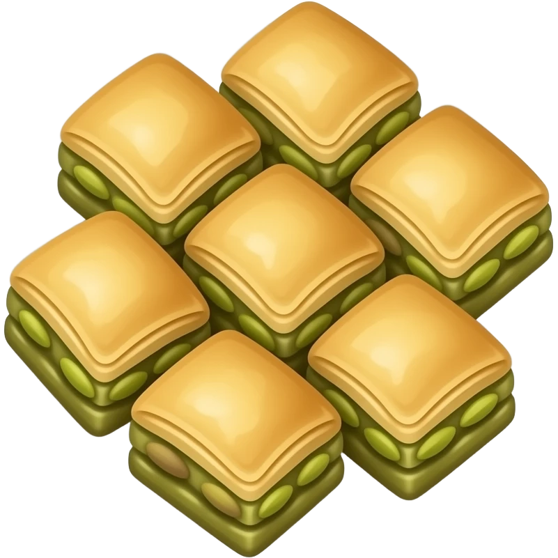 Tabakta 6 adet fıstıklı baklava emoji