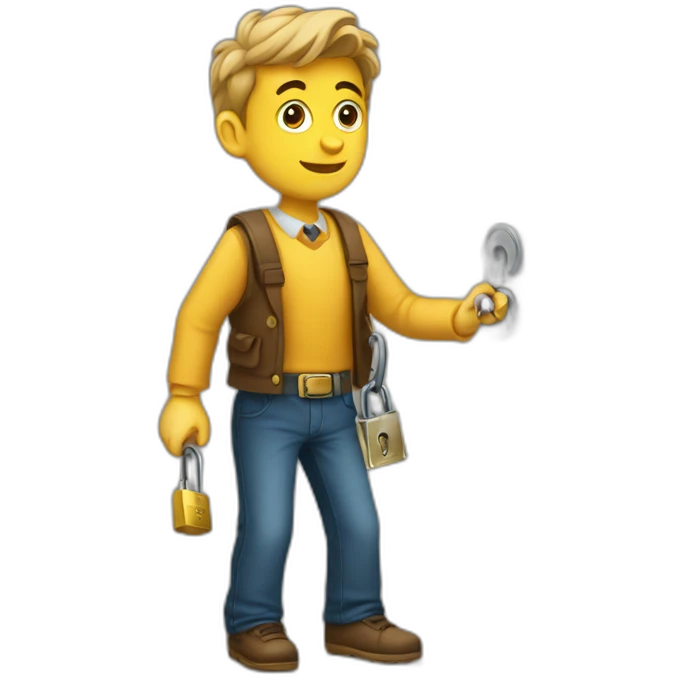 cClassy young man struggling to get a key into a lock emoji