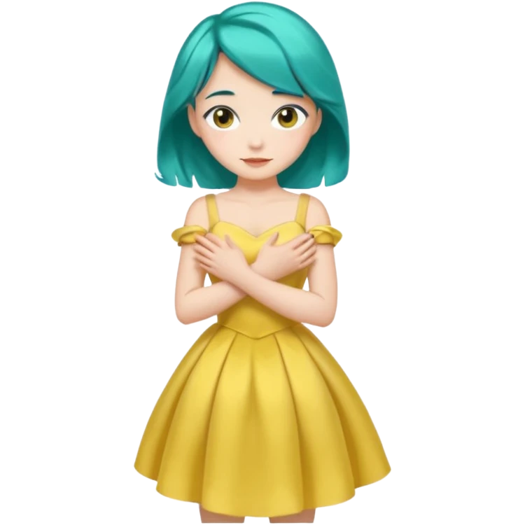 Teal hugs short hair with Belles wording emoji
