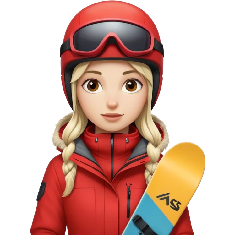 Female snowboarder in red emoji