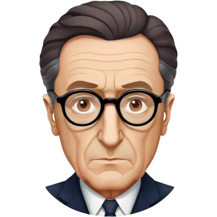 headshot of Maurice Merleau-Ponty, French philosopher, wearing glasses, serious expression emoji