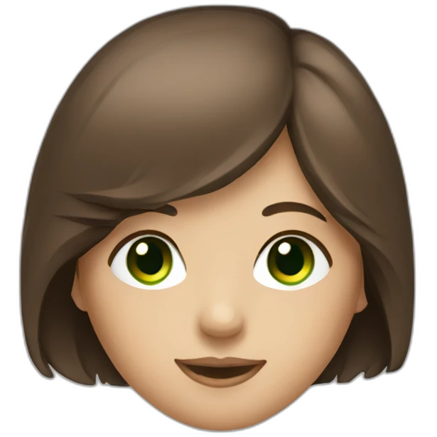 a girl with brown hair and green eyes loving music emoji