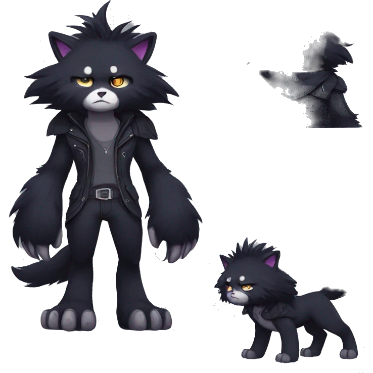 Dark Edgy Cool Shy Grumpy Fluffy FurSona Fakemon Full Body emoji