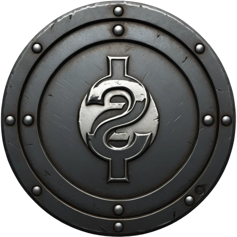 Minimal emoji, gothic metal coin made of black steel, engraved number 2 at the center, ancient industrial aesthetic, worn metal texture, no glow, no neon, flat emoji design, centered, transparent background emoji