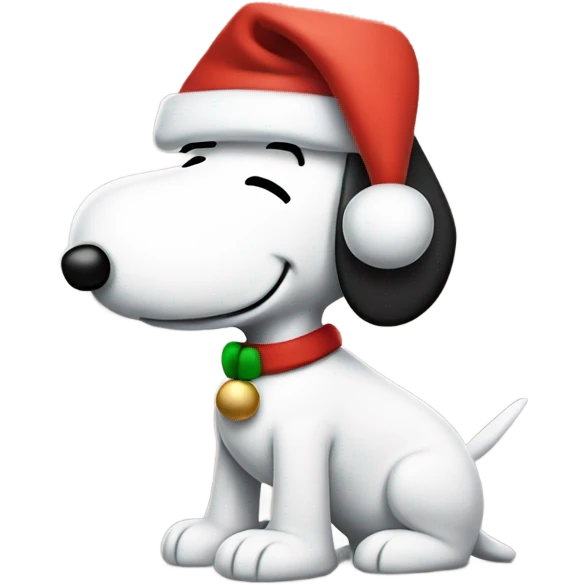 Snoopy wearing a Christmas hat emoji
