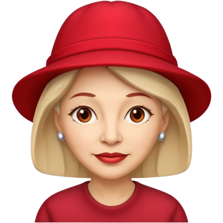 different mature woman with red hat emoji