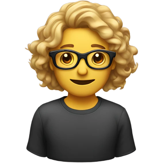una persona con el pelo ondulado y gafas emoji