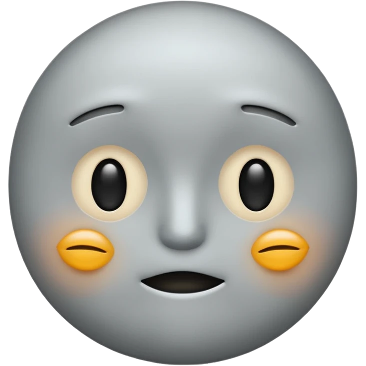 A neutral-colored emoji face (light gray or pale yellow) with half-closed eyes, small dark circles underneath, and a tiny straight-line mouth. A small power symbol (⏻) floats above the head or appears faded on the forehead, suggesting low energy or mental exhaustion. emoji