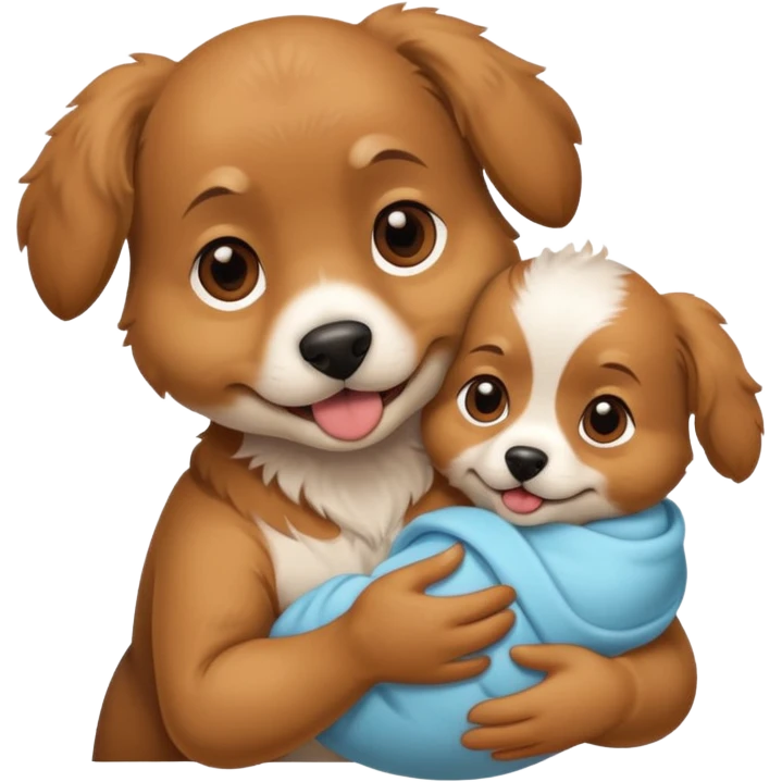 Dog having a baby dog in hands emoji