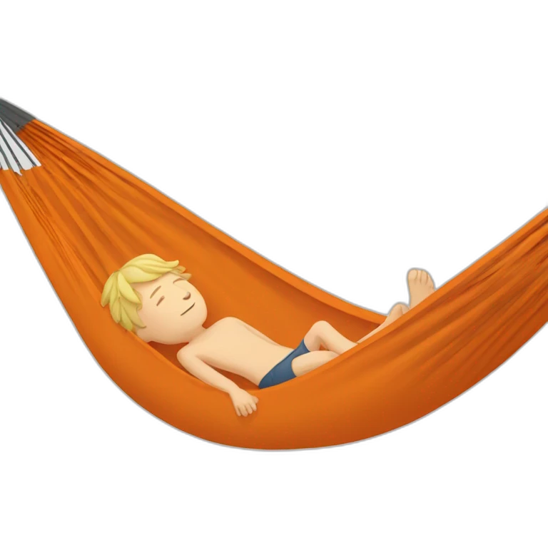 a white kid laying in orange hammock emoji