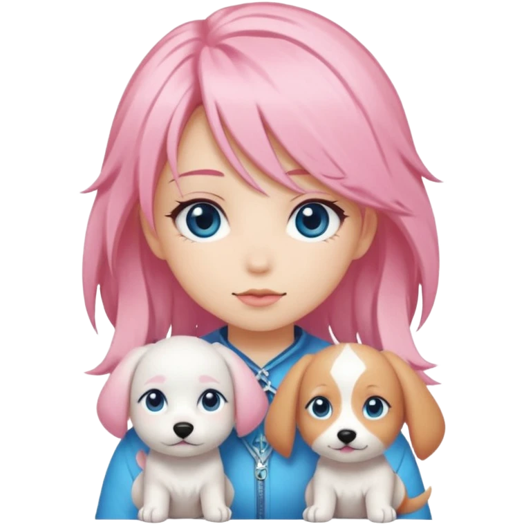 "Chibi-Anime-Girl mit Hundeohren, pinken Haaren, großen blauen Augen und breitem Grinsen." emoji