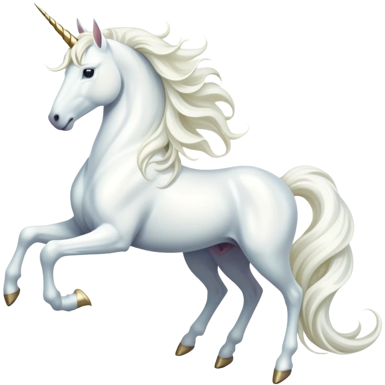cinematic-noble-white-unicorn-full body-emoji,-poised-and-regal,-with-a-slender,-ethereal-form-draped-in-a-pristine-white-color,-a-flowing-mane-and-tail,-and-a-glistening,-spiraled-horn-that-radiates-pure-light,-simplified-yet-sharp-and-majestic, zoomed out to show a majestic unicorn emoji