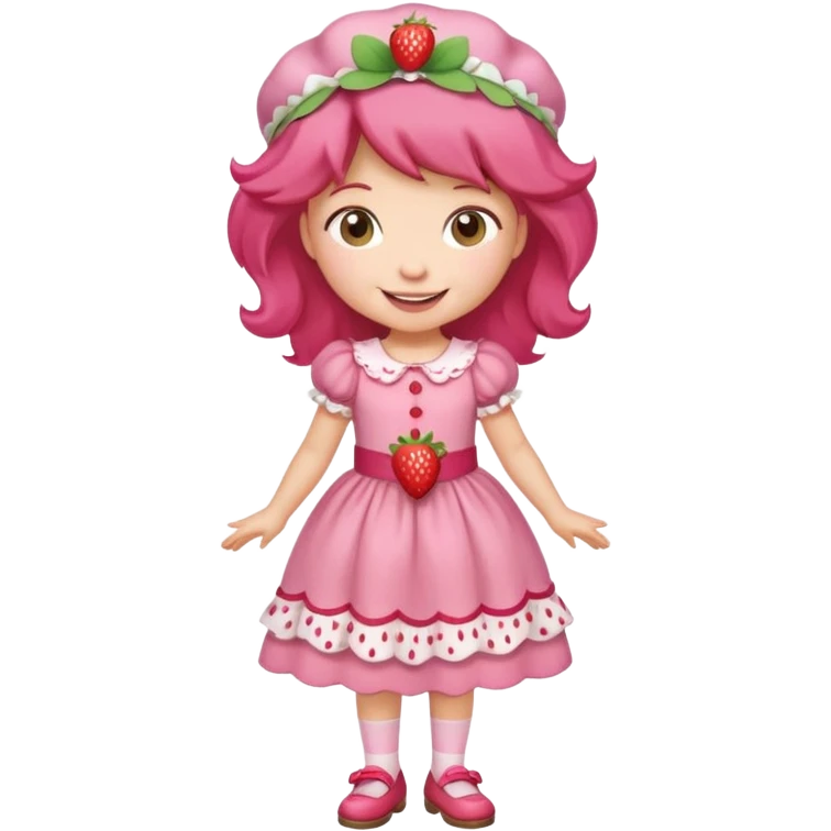 pretty and cute realistic modern day cartoon character strawberry shortcake full body emoji