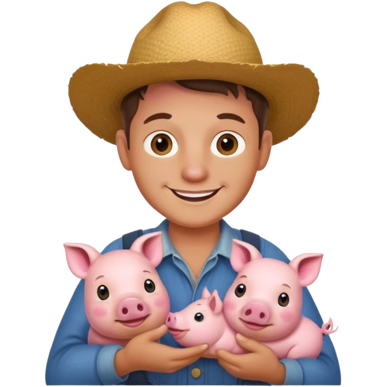 farmer hold a pet pig emoji