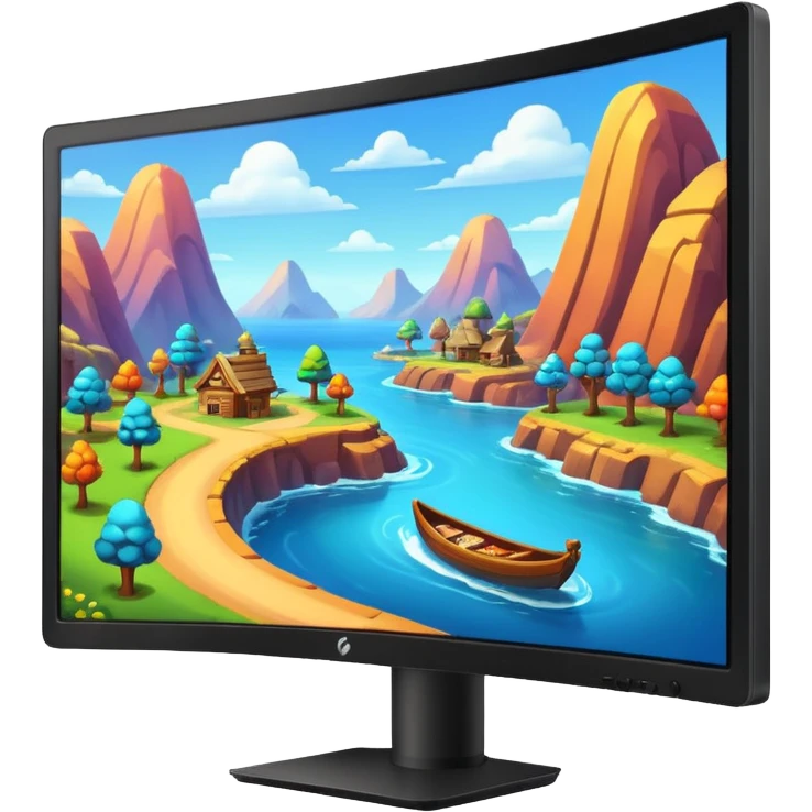 Create a curved monitor with multiplayer game on the screen emoji