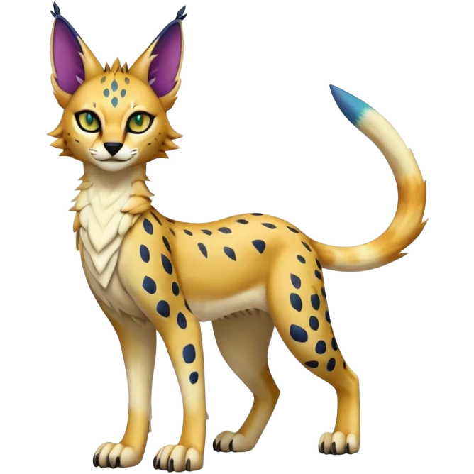 Epic Edgy Colorful ethereal eldritch Sergal-Serval-Fionbri full body emoji