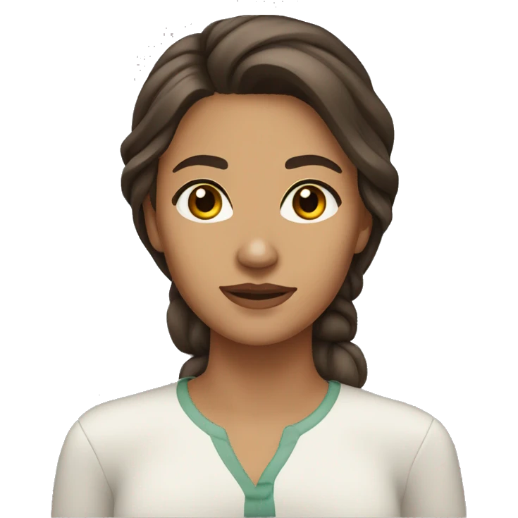 Brown hair, brown eyes, olive skin, woman emoji