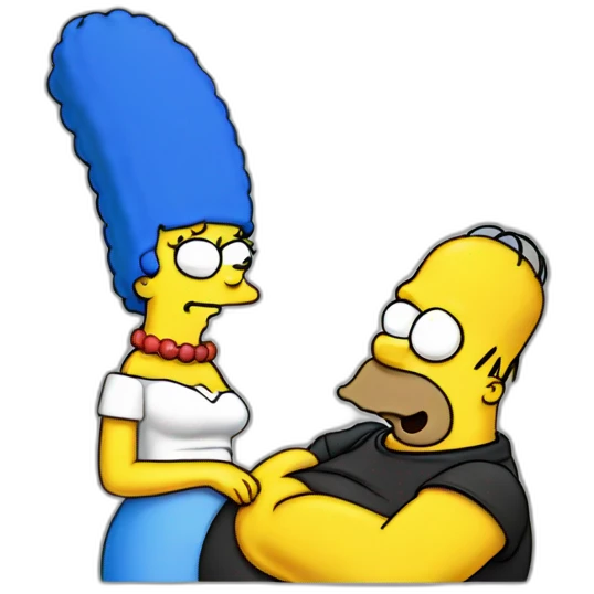 Homer and marge merged into one with a big belly emoji