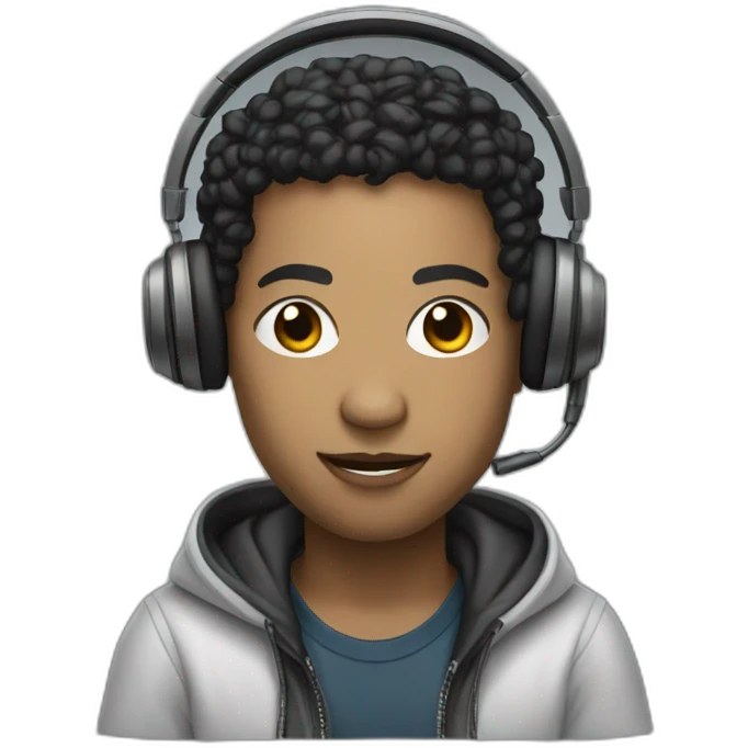 rapper mixed race with a mic and a headphone emoji