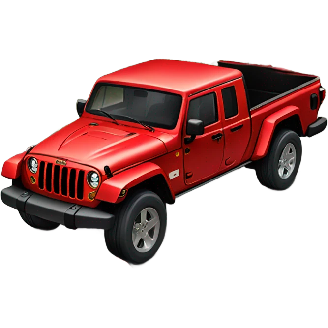 Realistic Red Jeep Gladiator with the truck bed full of roses. emoji