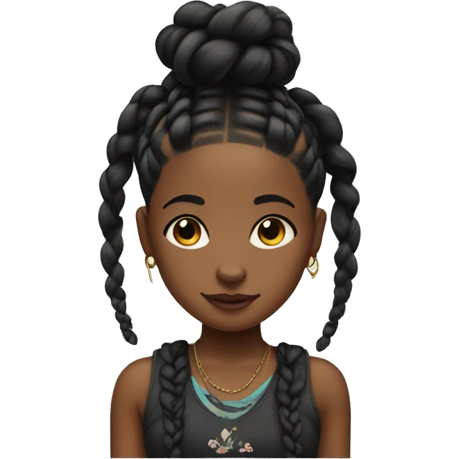 black cute Girl with braids and tattoos emoji