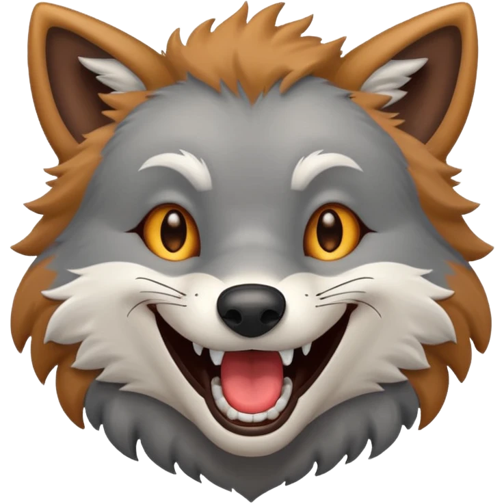 a grey wolf laughing out loud emoji
