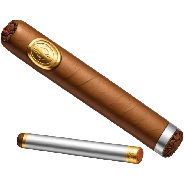 A luxury cigar emoji made of silver chrome, smooth metallic texture, minimal shape, glossy reflections, rich swag aesthetic, iOS emoji style, centered, clean white background emoji