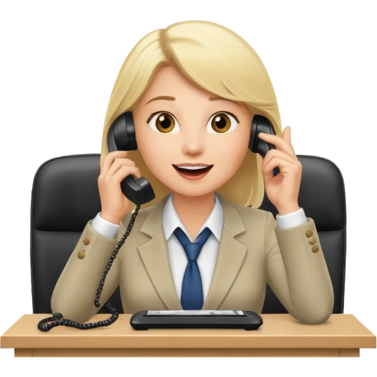 office-boss-excited-phone-desk-blonde emoji