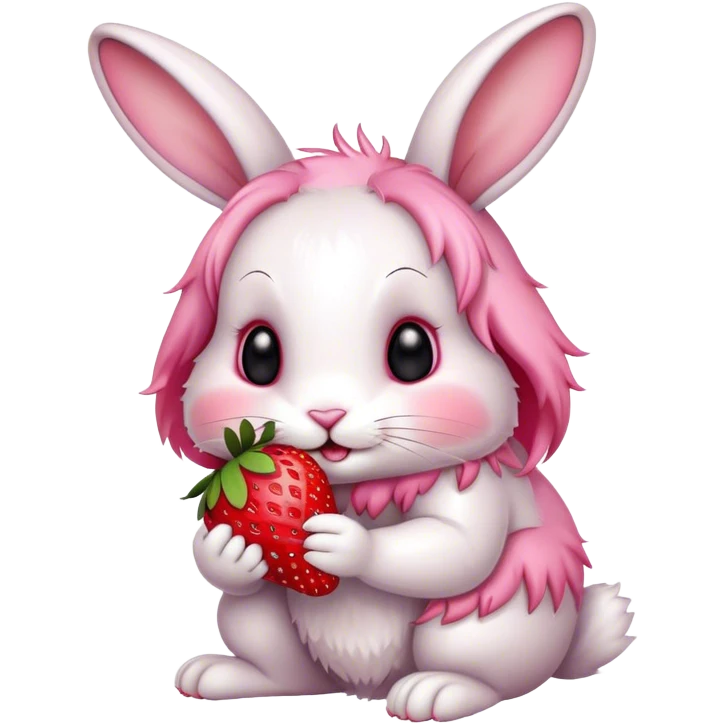 bunny eating strawberry emoji