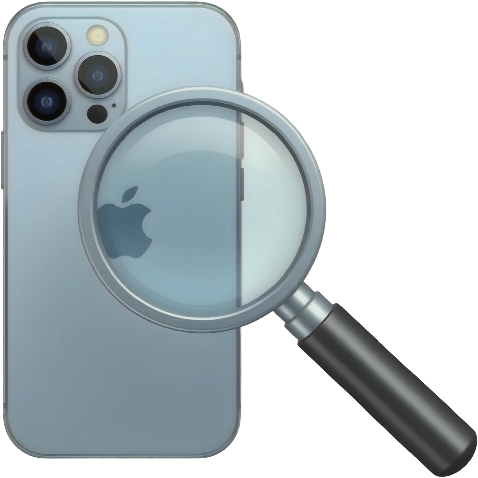 magnifying glass and iphone emoji