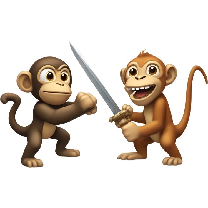 Sword fight between monkey and Dino  emoji