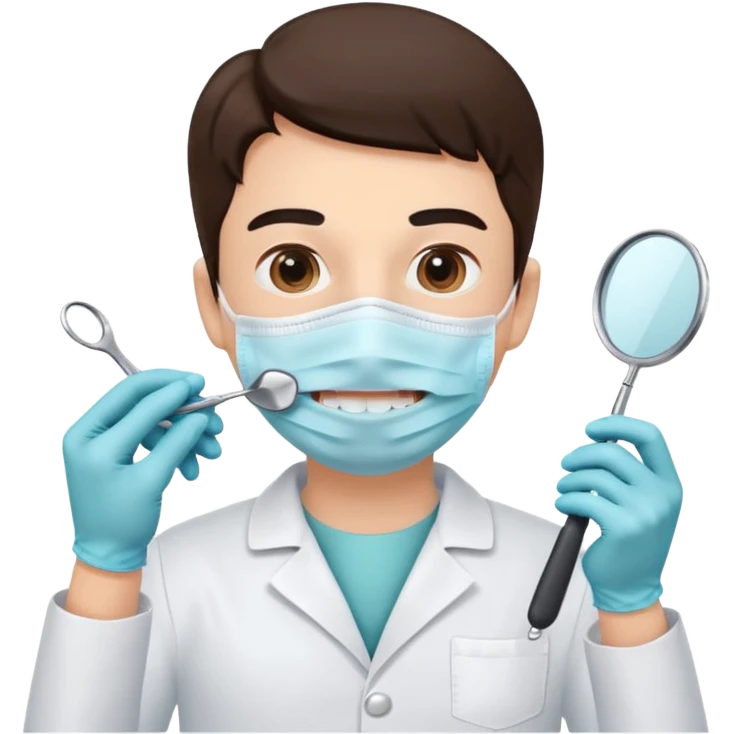 Dentist with patient teeth checkup  emoji