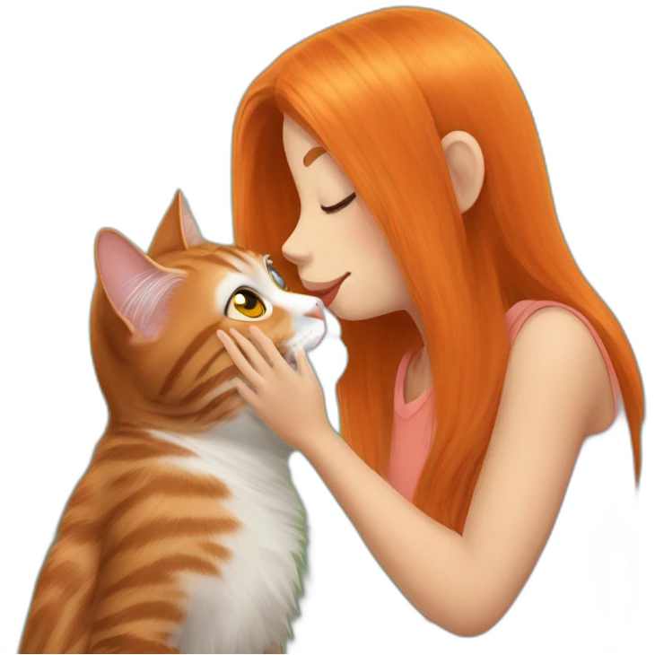 orang cat kisses a girl emoji