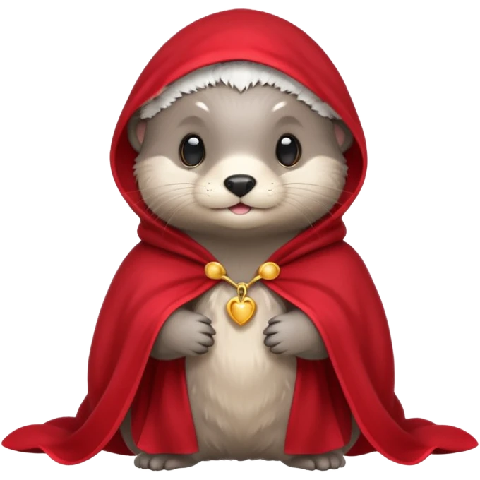 baby grey otter, in magic red cloak emoji