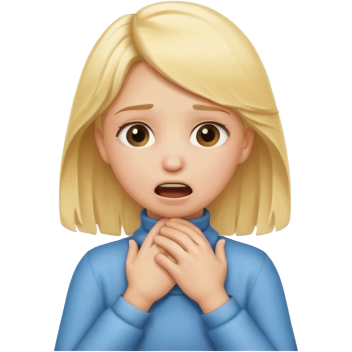 blond girl emoji choking its neck with its hands emoji
