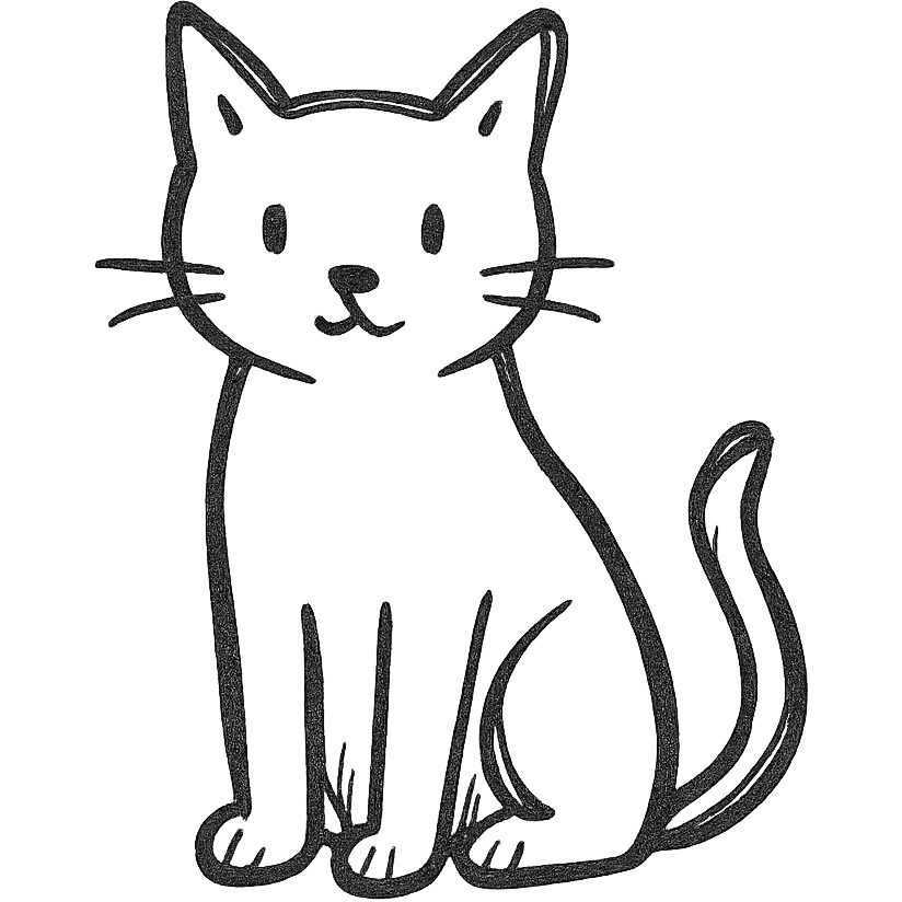 hand drawn icon of a cat sitting emoji