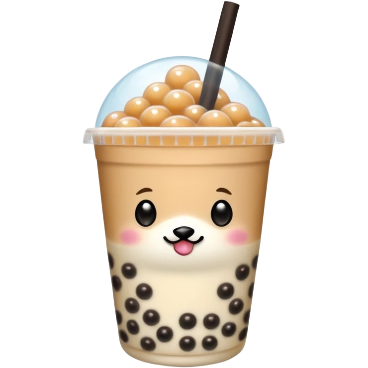 Michi pinguino bebiendo bubble tea emoji