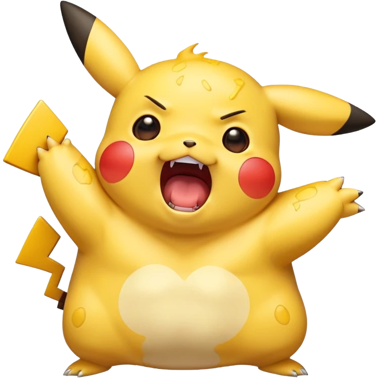 chubby Pikachu with blemishes screaming in fear emoji