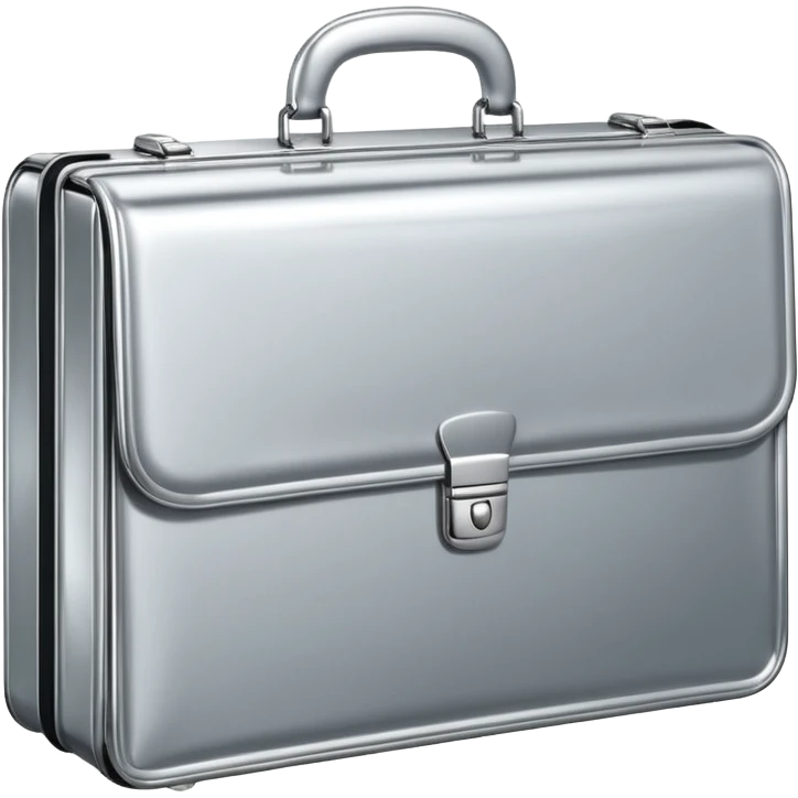 A luxury briefcase emoji made of polished silver chrome, smooth rectangular shape, metallic reflections, minimal high-end design, swag business aesthetic, iOS emoji style, centered, clean white background
 emoji