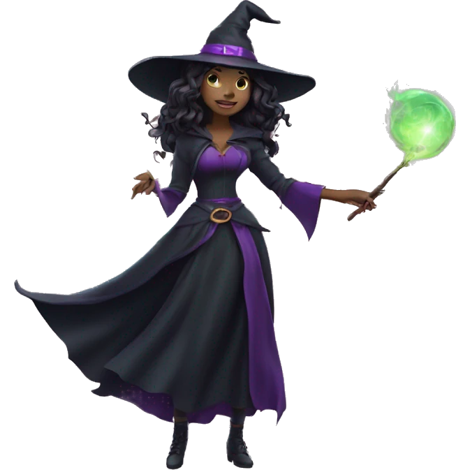 witch casting spell with a Magic wand emoji