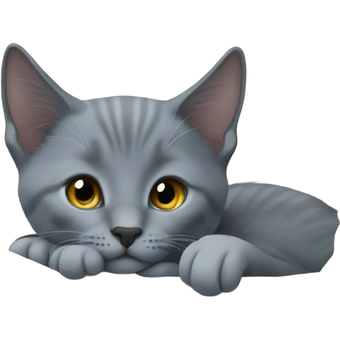 Russian blue kitten snuggled emoji