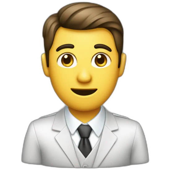 Hombre vesitdo con una laptop haciendo negocios, vestido con traje y corbata emoji