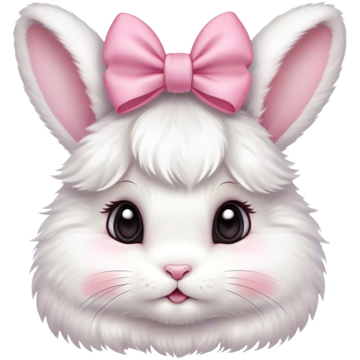 Cute baby bunny with a coquette pink bow on her ear emoji