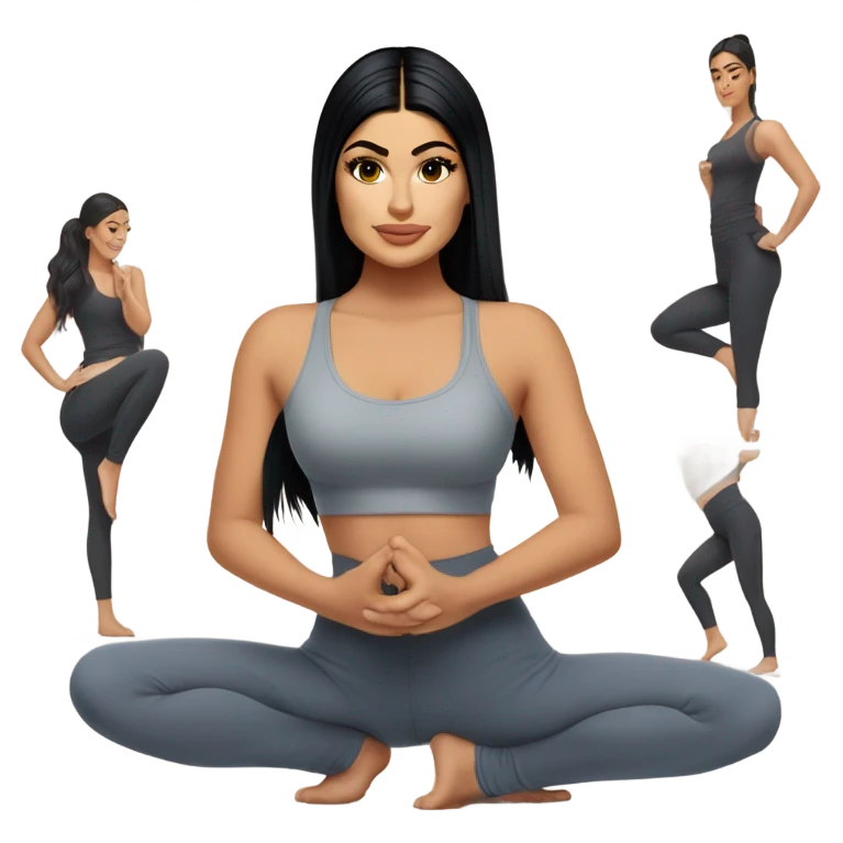 Kylie Jenner squatting  in yoga pants emoji