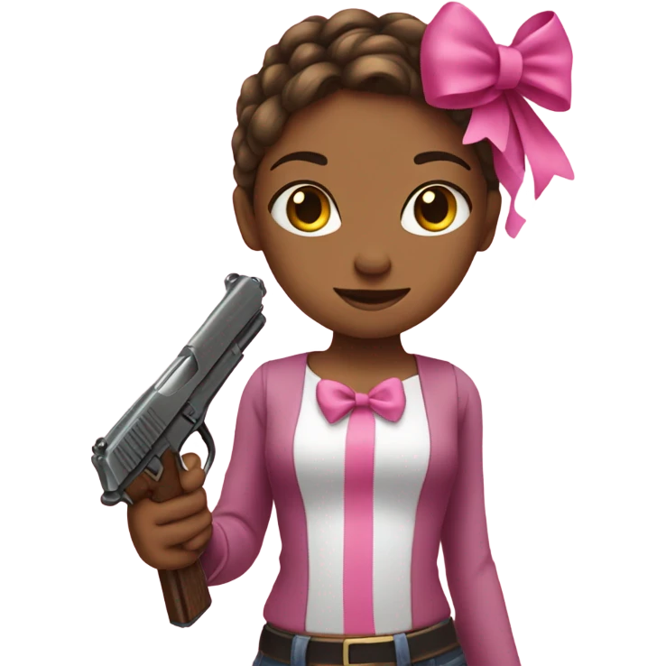 Girl with a gun and a pink bow in her hair emoji