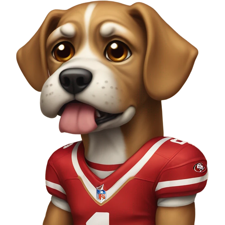 mean Dog in 49er jersey  emoji