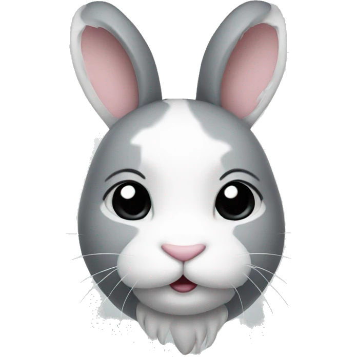 grey and white patched bunny emoji