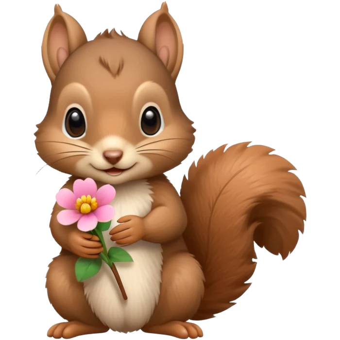 baby squirrel hold a flower emoji