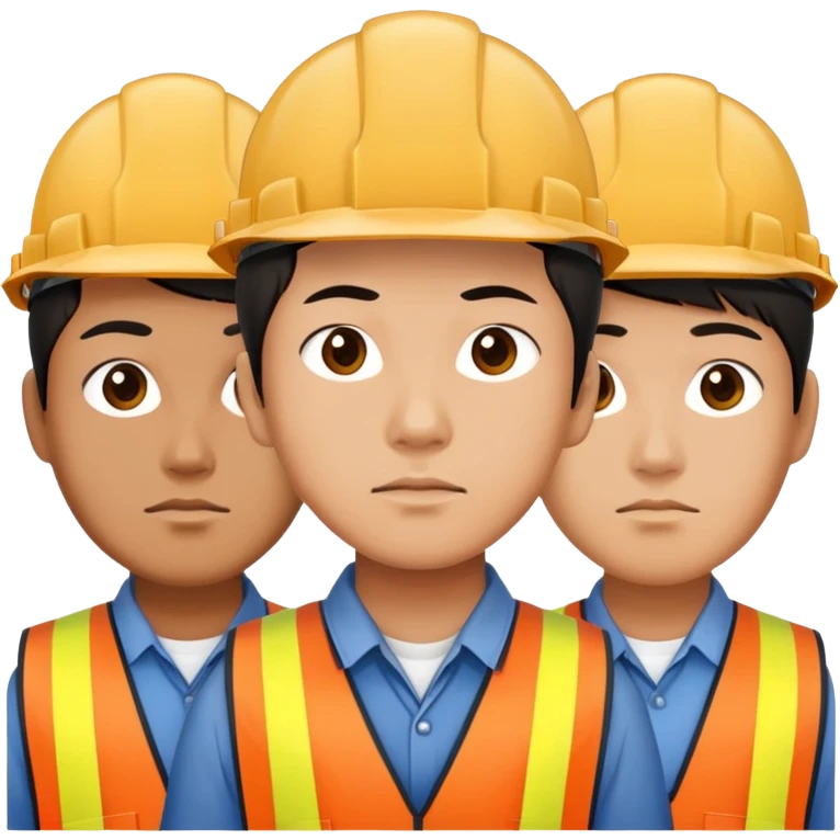 asian workers photorealistic serious emoji