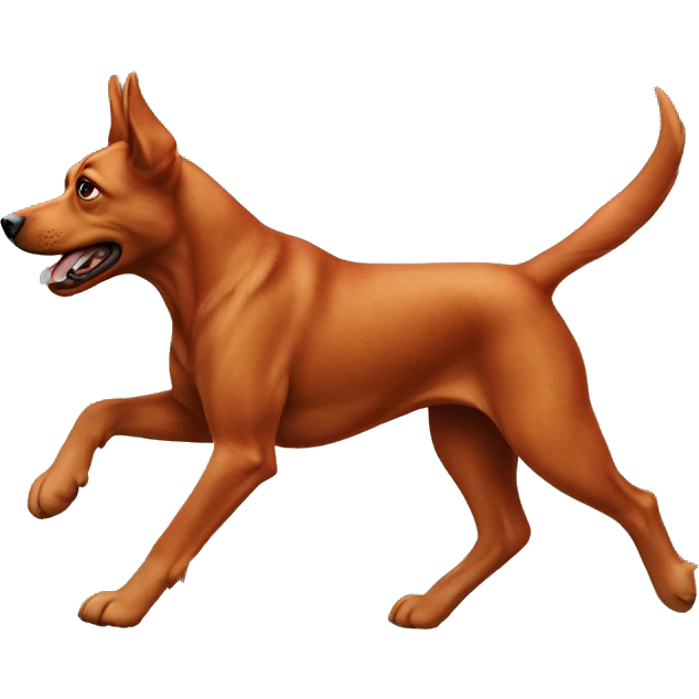 realistic solid red dog with pointed ears running emoji
